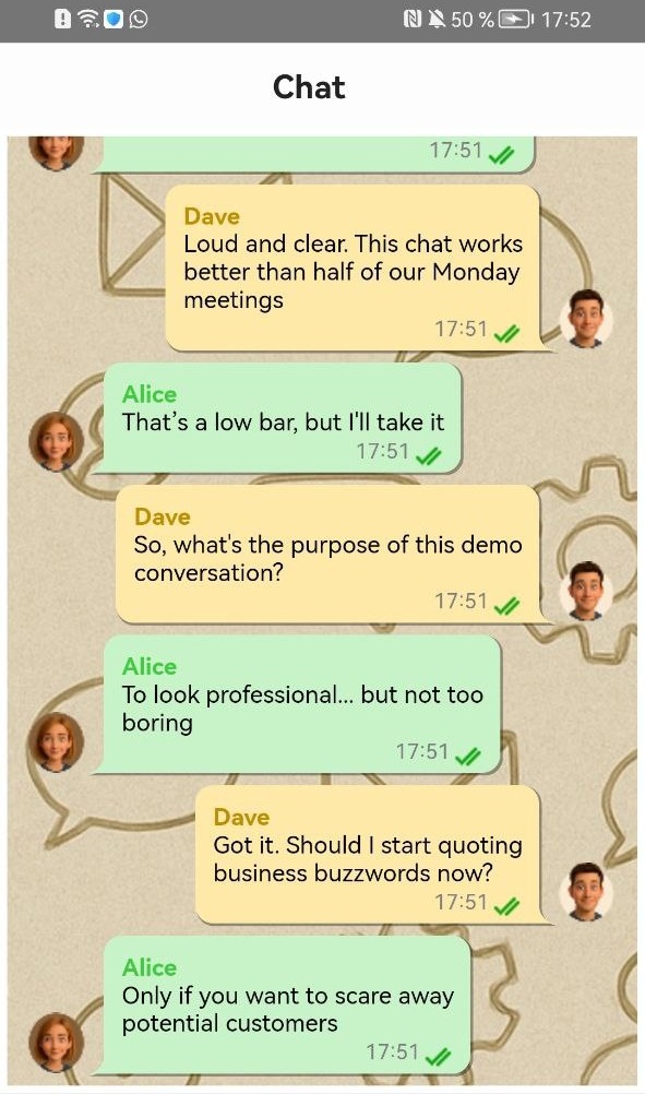 Demostración de chat. Desarrollado en Delphi para Android con TRVChat.